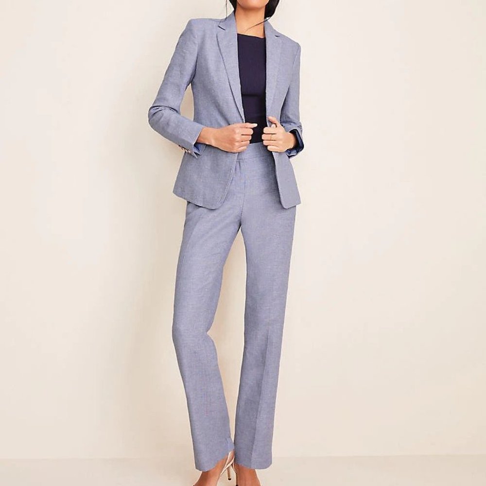 2-piece Ann Taylor, blue linen suit (Sz 0/0P) NWT